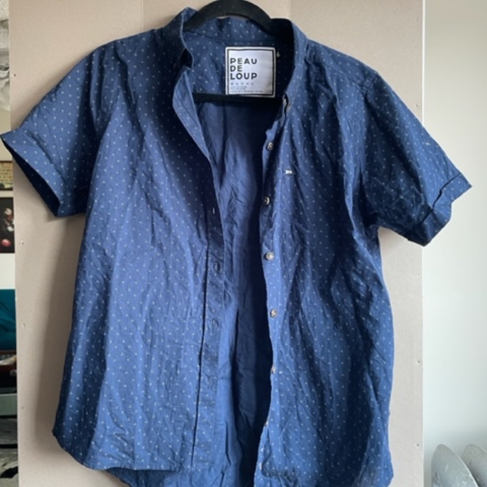 Peau De Loup Navy Short Sleeve Button Up Shirt